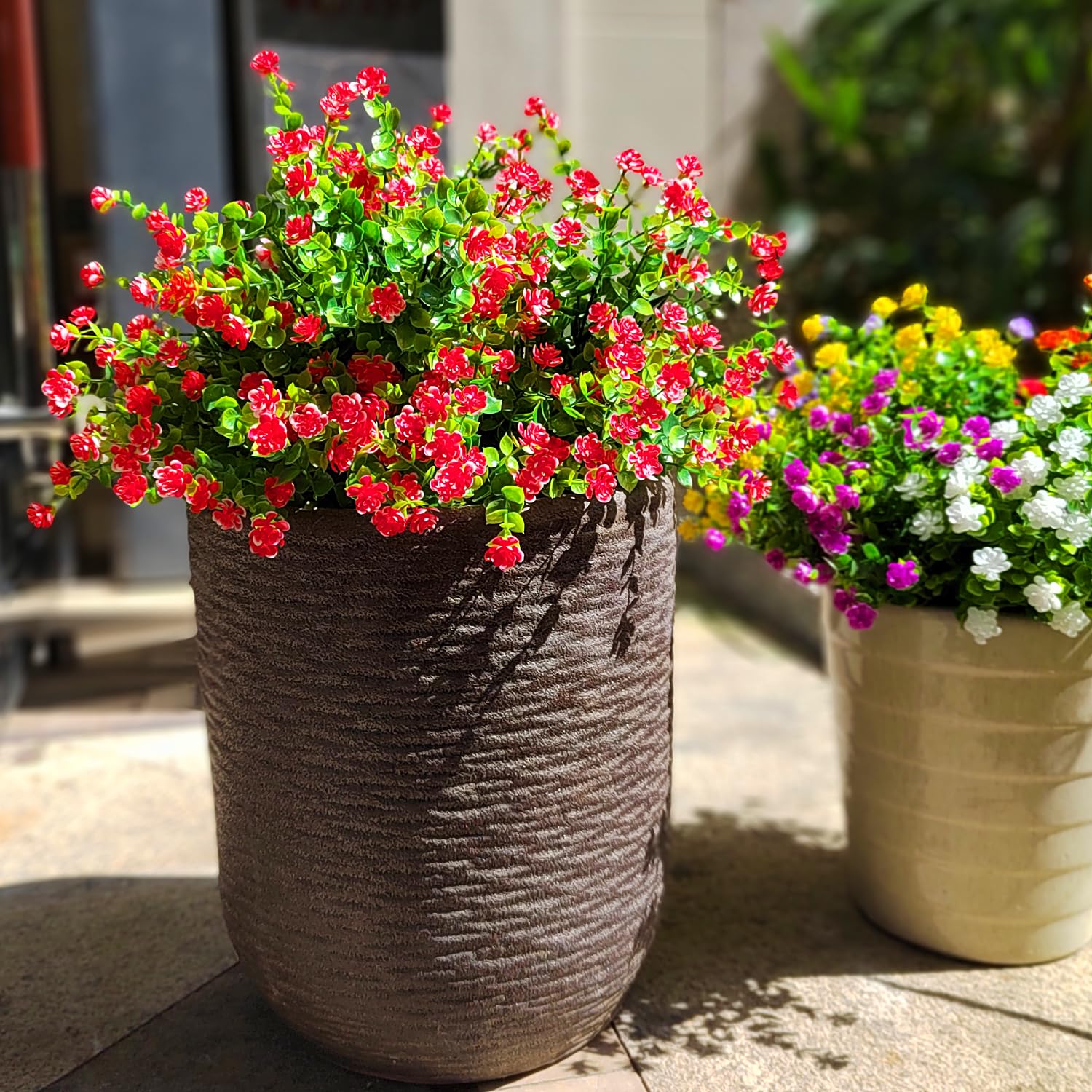 Grunyia 12 bundles red artificial flowers with realistic fullness and stems