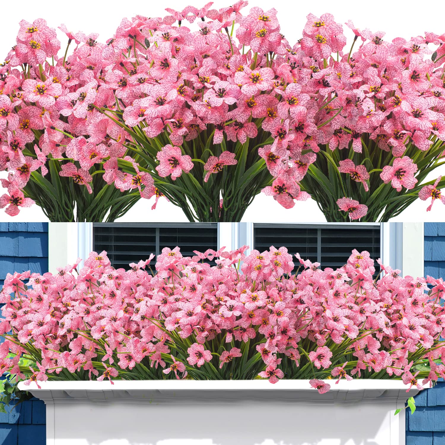 Grunyia 20-bundle artificial flowers shown in outdoor setting for durable, vibrant bouquets.