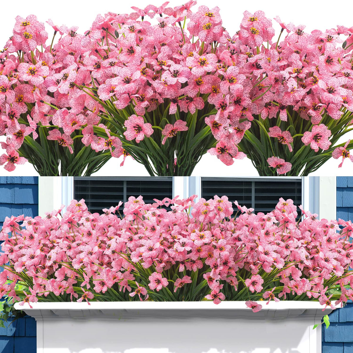 Grunyia 20-bundle artificial flowers shown in outdoor setting for durable, vibrant bouquets.