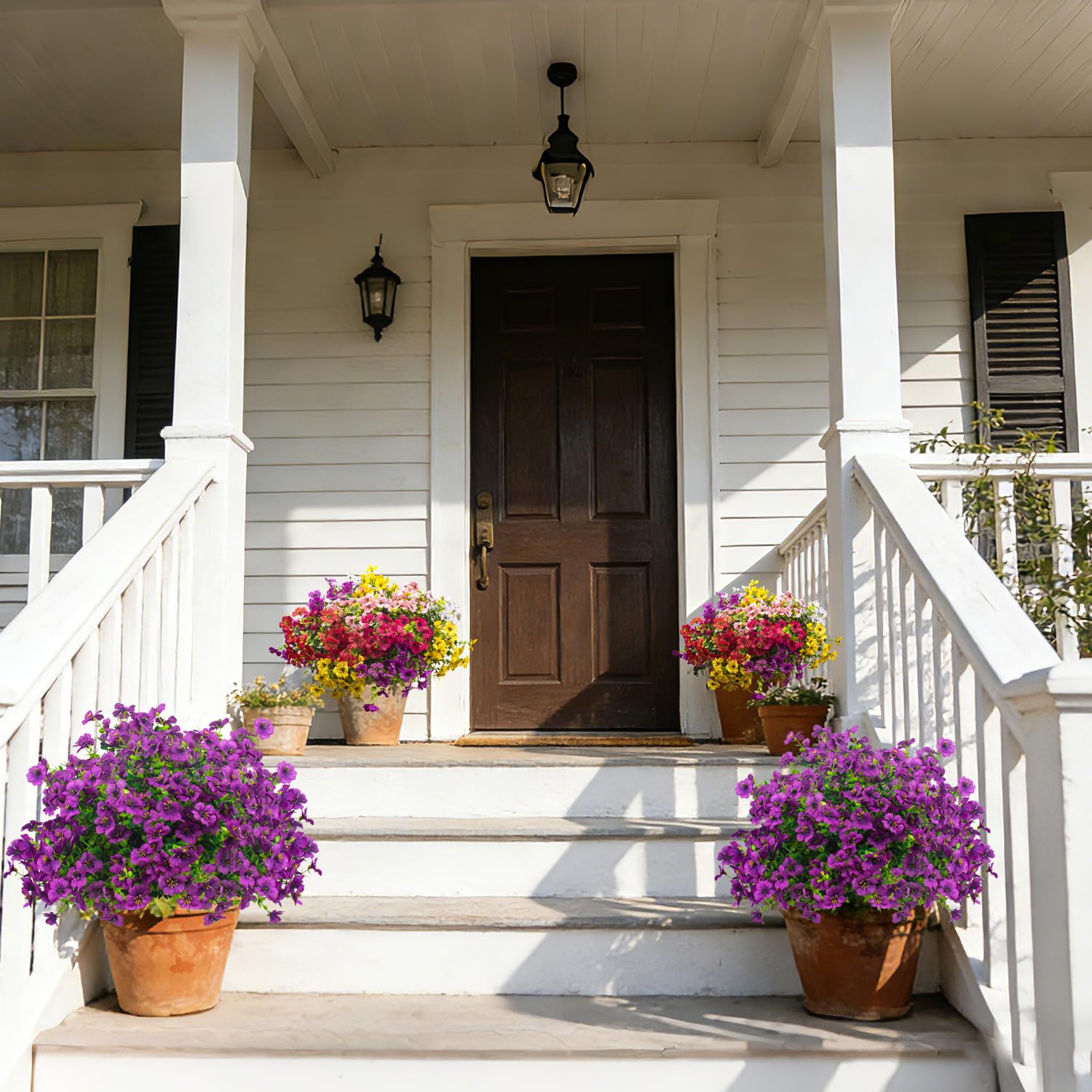 Grunyia artificial greenery for hanging baskets with effortless maintenance.