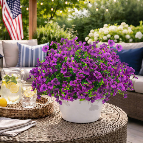 Grunyia durable outdoor flowers withstand rain, wind, sun without wilting.