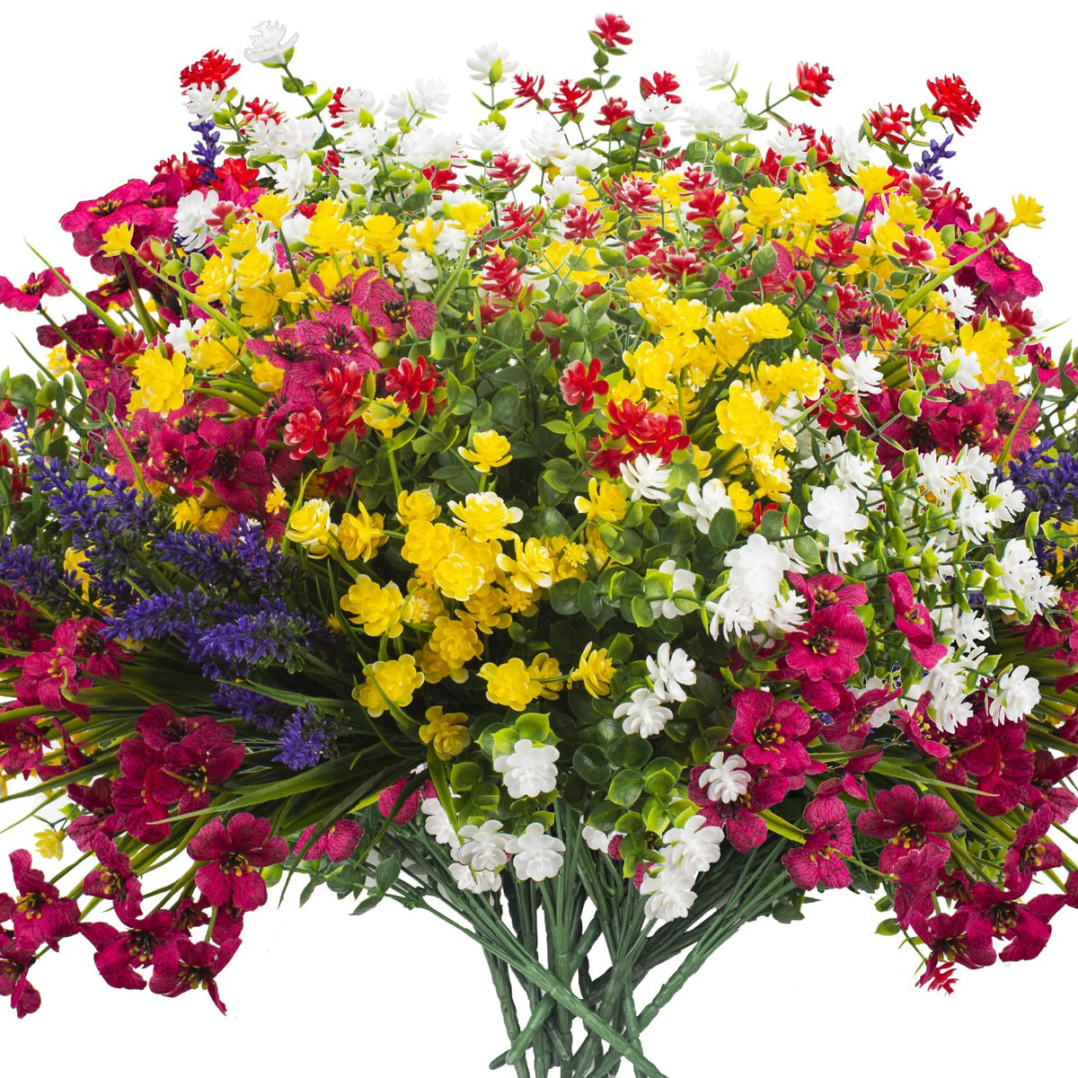 Grunyia 20 bundles artificial flowers outdoors with UV-resistant color for durable porch display.