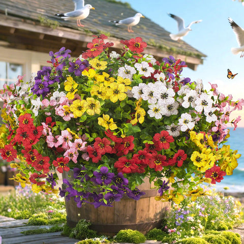 Grunyia 20-pack outdoor artificial flowers with UV resistance for long-lasting color