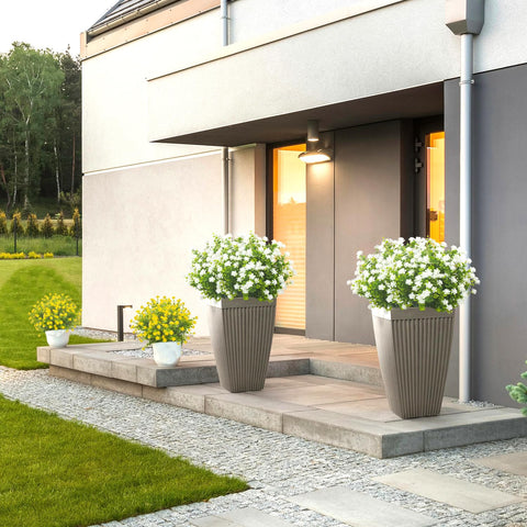Grunyia pots and baskets display artificial blooms easy setup