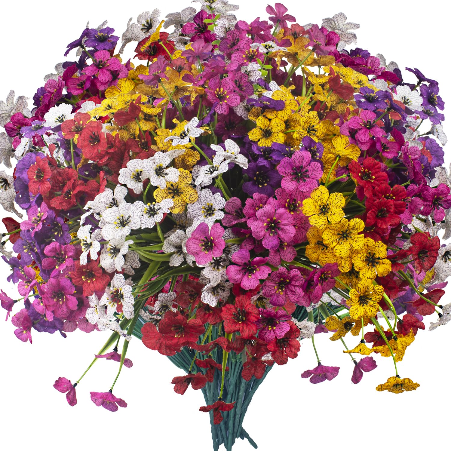 Grunyia 20 Bundles artificial flowers purple roses close-up, vivid petals for wedding decor