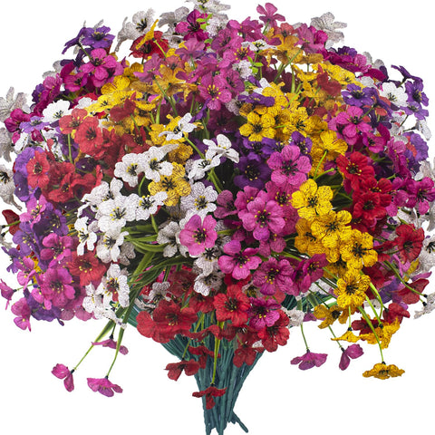 Grunyia 20 Bundles artificial flowers purple roses close-up, vivid petals for wedding decor