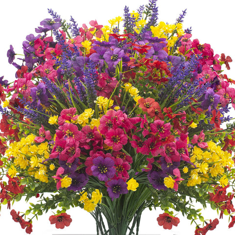 Grunyia 20Pcs UV resistant outdoor artificial flowers brighten gardens