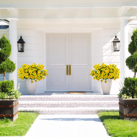 Grunyia outdoor silk flowers provide a realistic focal point in gardens