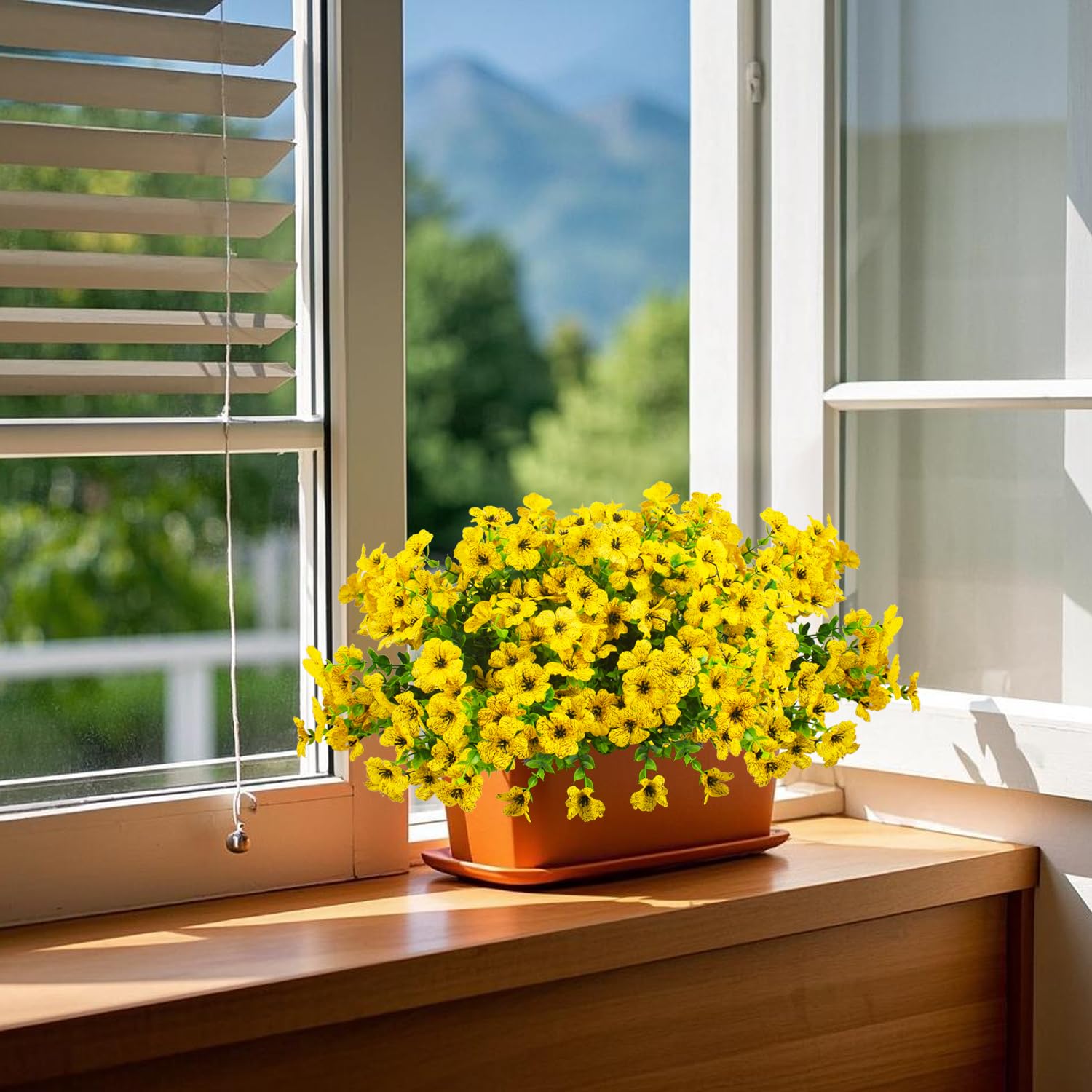 Grunyia faux daisies resist sun fade and stay vibrant outdoors