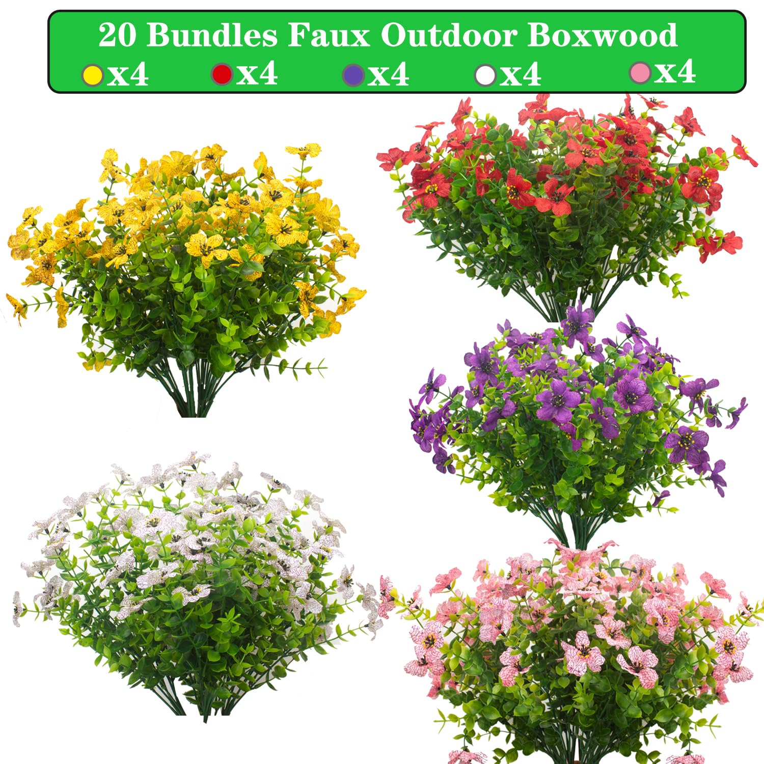 Grunyia artificial flowers on spikes for quick installation in beds or planters