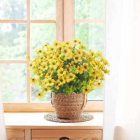 Grunyia yellow artificial flowers window box fade-free curb appeal