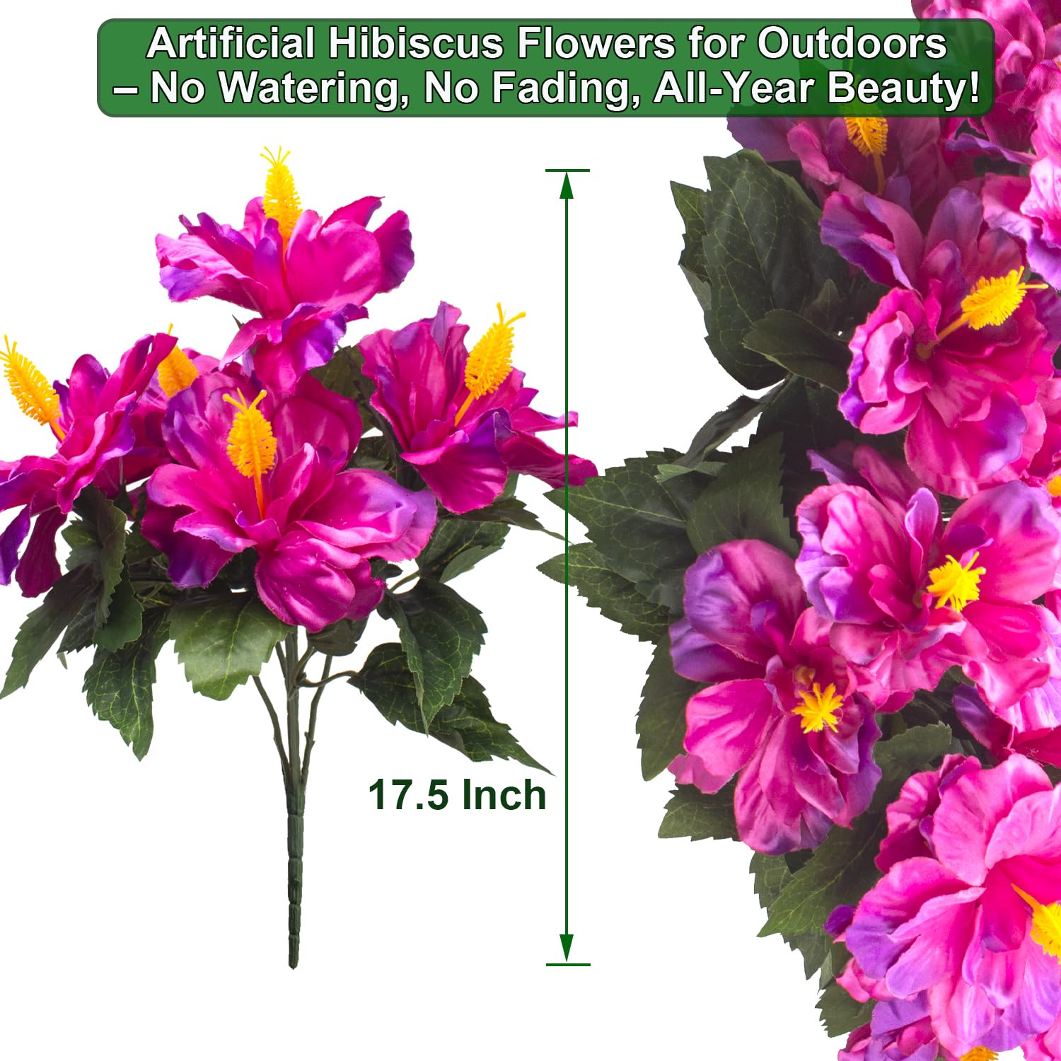 Grunyia artificial hibiscus outdoors with UV-resistant materials maintains vibrant color all season.