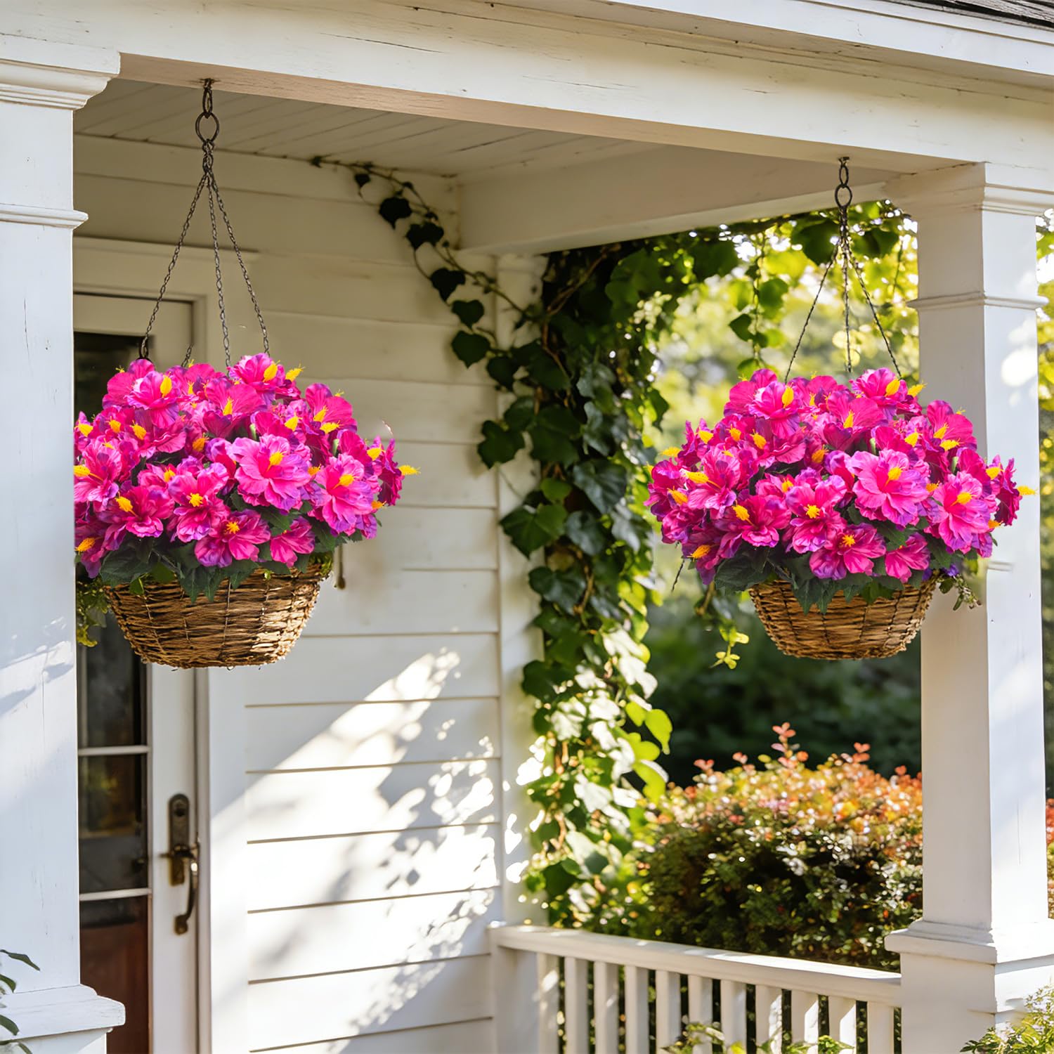Grunyia artificial hibiscus stems arrangement demonstrates flexible stems for custom shapes.