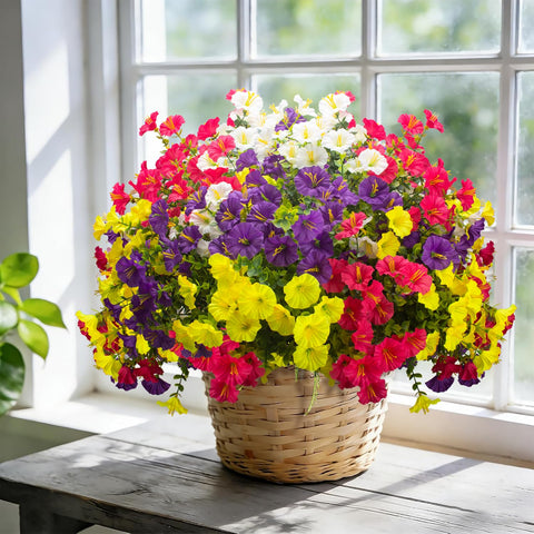 Grunyia morning glory blooms in hanging baskets showcase realistic petals