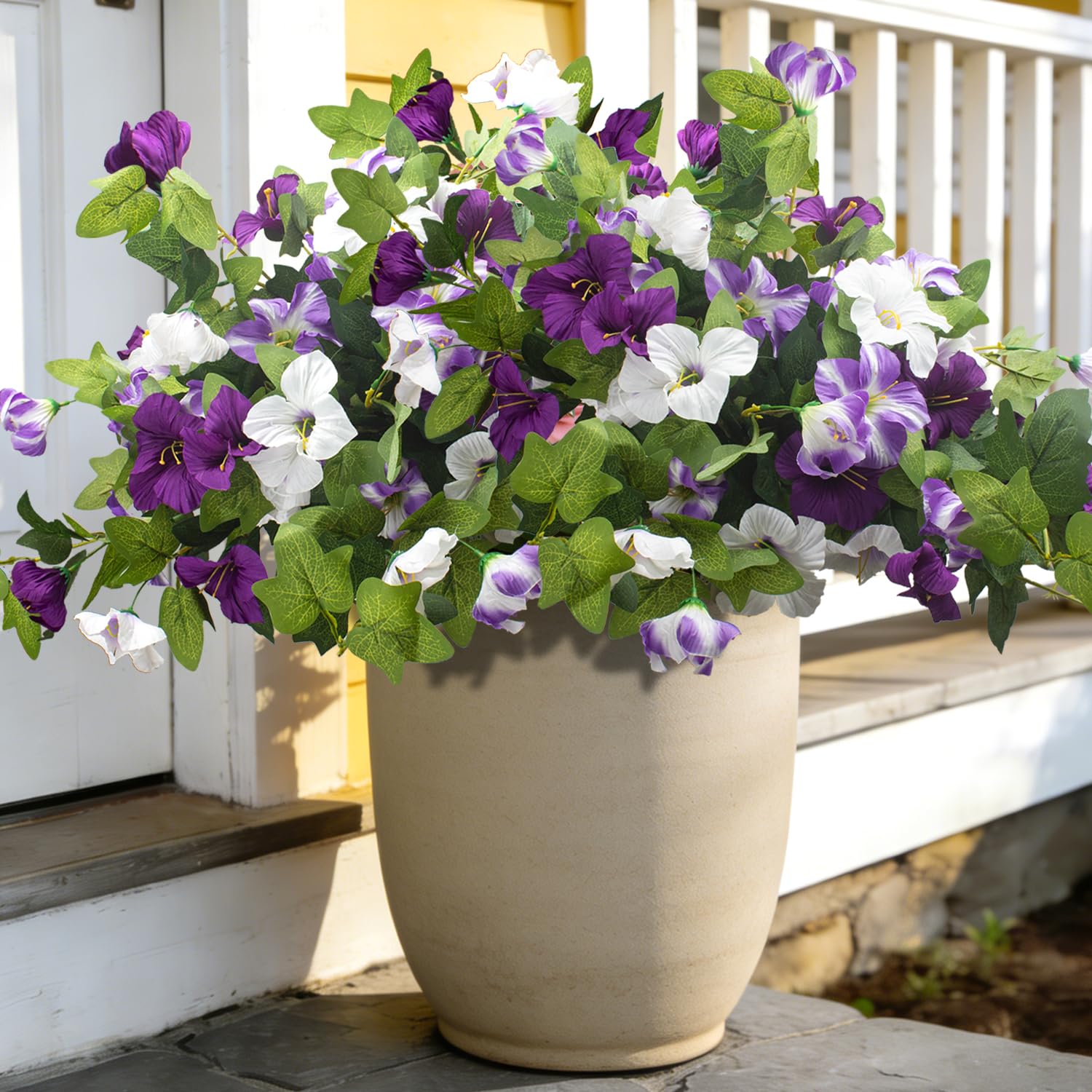 Grunyia artificial petunia blooms close-up with lifelike petals for lasting beauty.