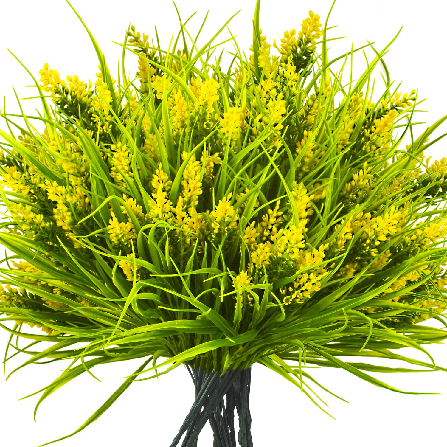 Grunyia artificial monkey grass with yellow flowers serves as a vibrant centerpiece