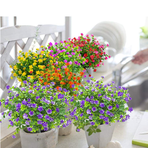 Grunyia blue eucalyptus UV-resistant plastic plants built to withstand outdoor sun.