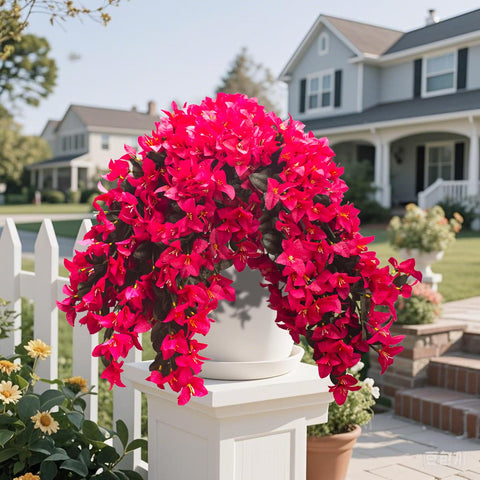 Grunyia bougainvillea wedding arch centerpiece with bold pink accent.