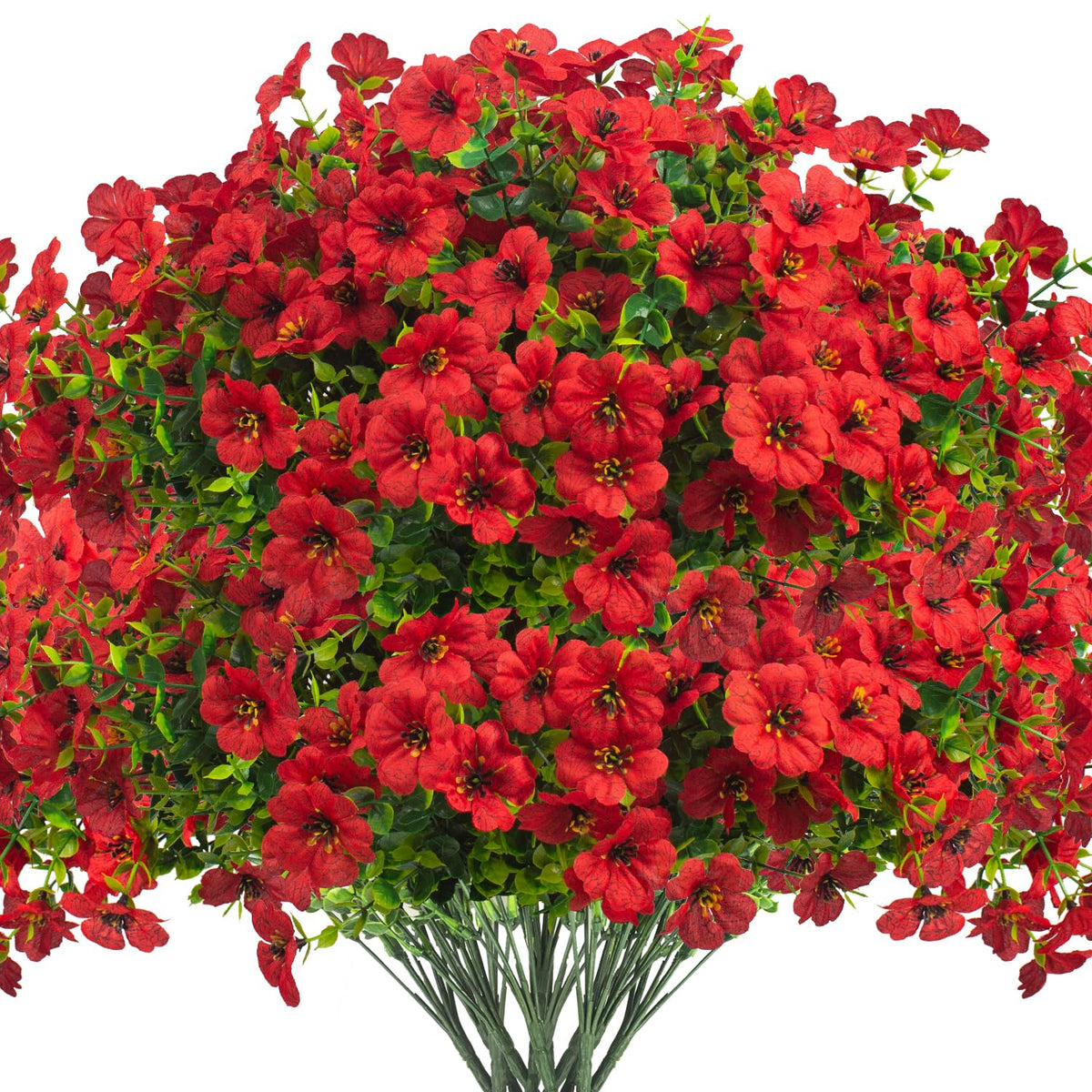 Grunyia red artificial daisy bundle for outdoor décor, UV resistant and low maintenance.