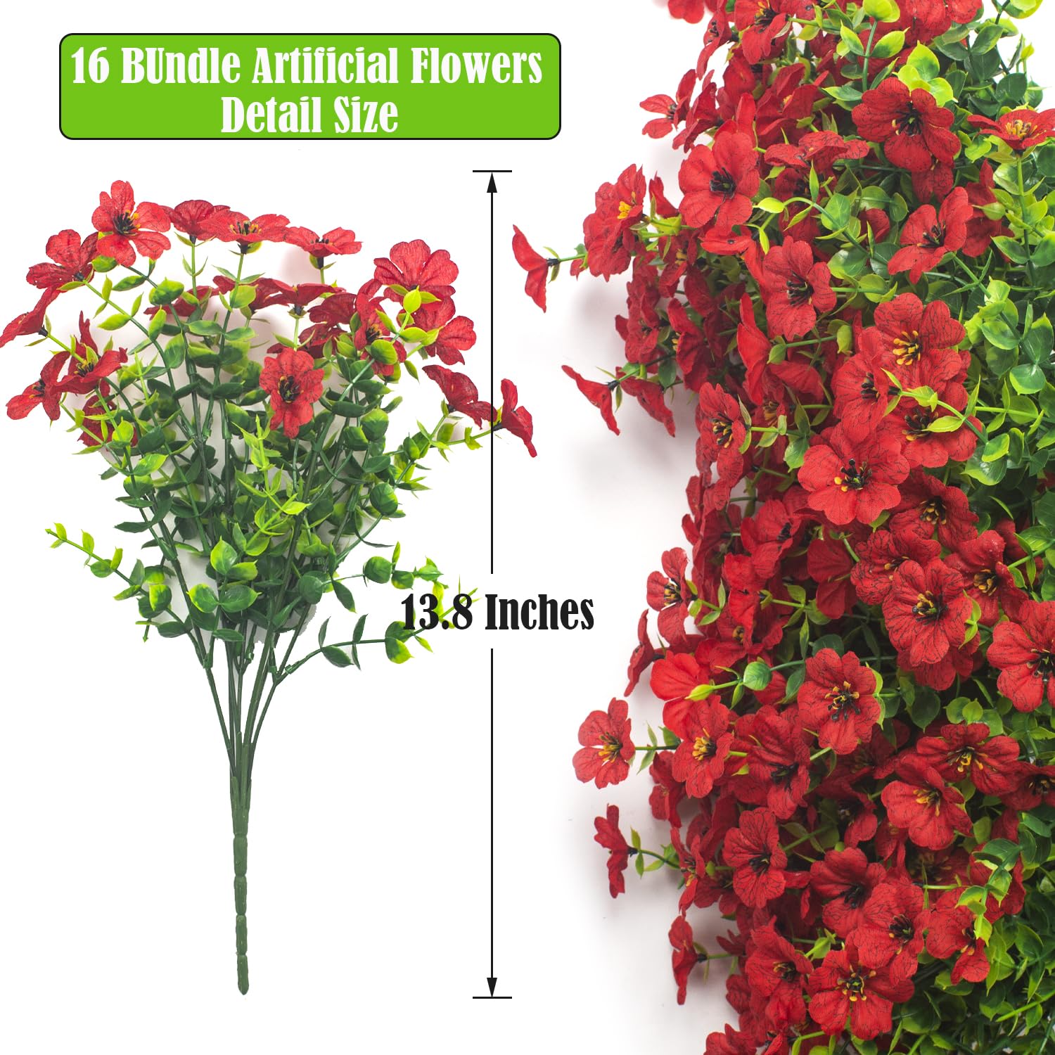 Grunyia red artificial daisy bundle, porch display with year-round color and easy upkeep.