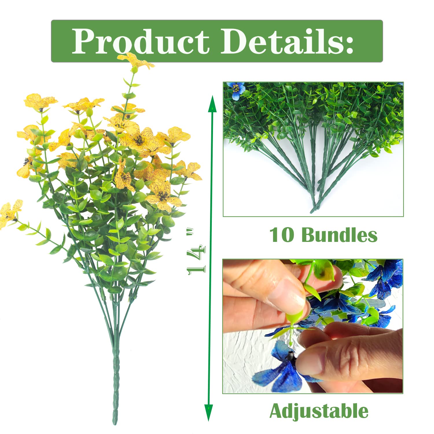 Grunyia detailed view artificial yellow flowers emphasizes texture and realism