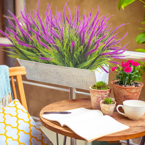 Grunyia faux plants window box decoration adds year-round color and depth
