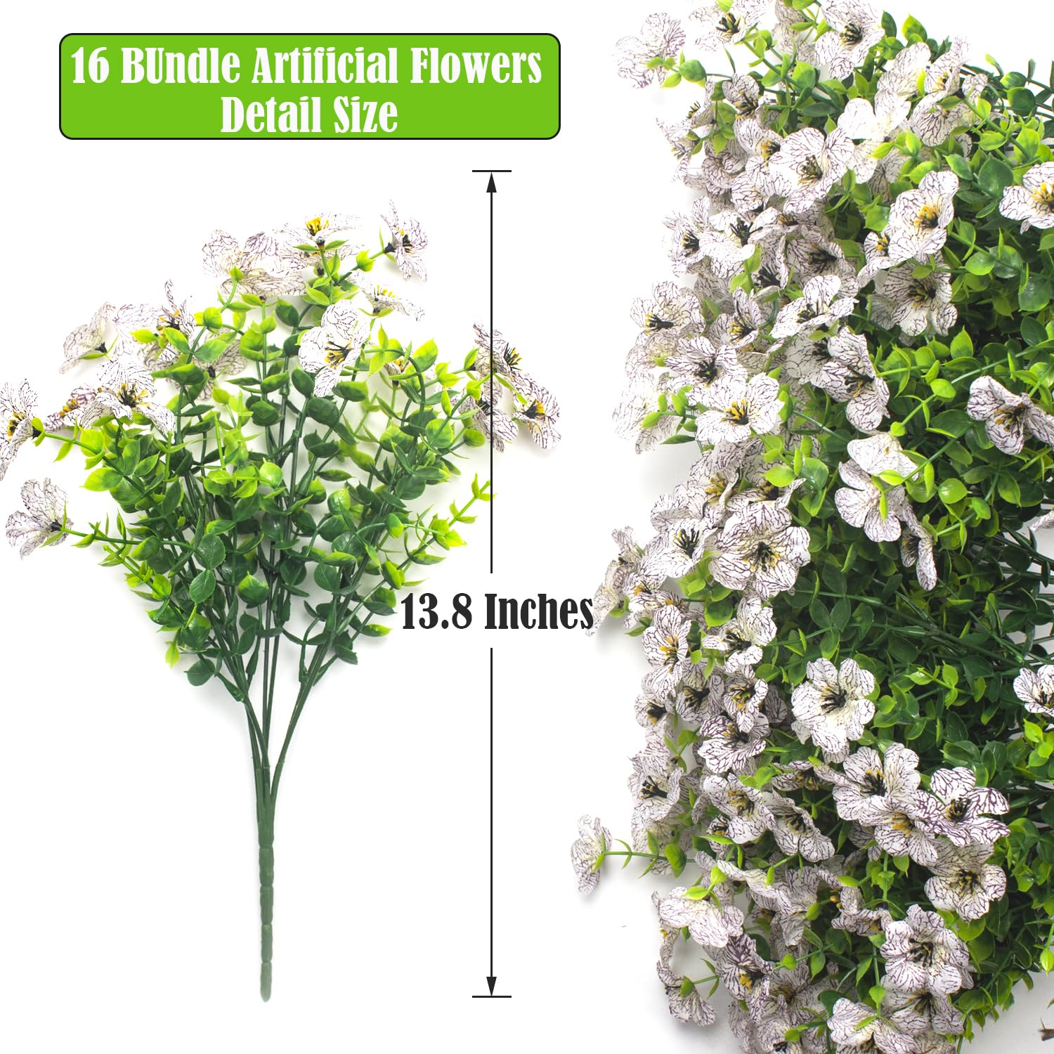 Grunyia faux silk daisy white UV-resistant for long-lasting exterior color.