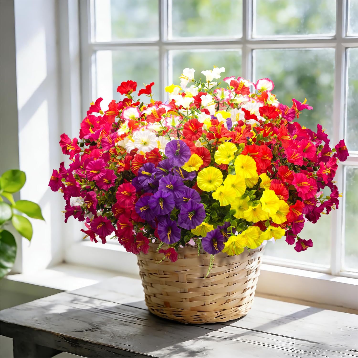 Grunyia faux silk morning glory flowers with realistic details and low maintenance.