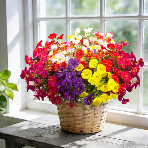 Grunyia faux silk morning glory flowers with realistic details and low maintenance.