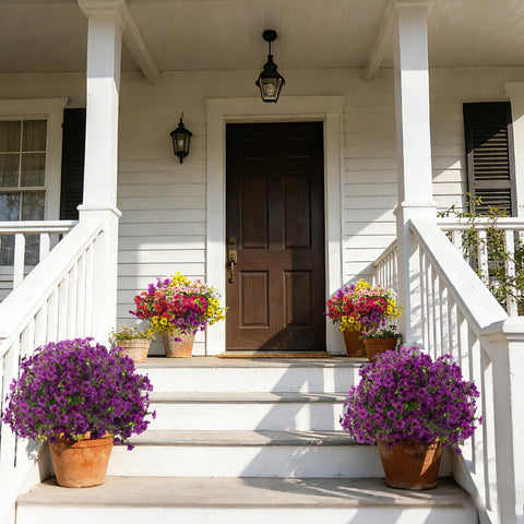 Grunyia hanging basket purple flowers perfect for easy setup.