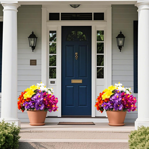 Grunyia hibiscus silk blooms with realistic veining for lifelike planter displays.