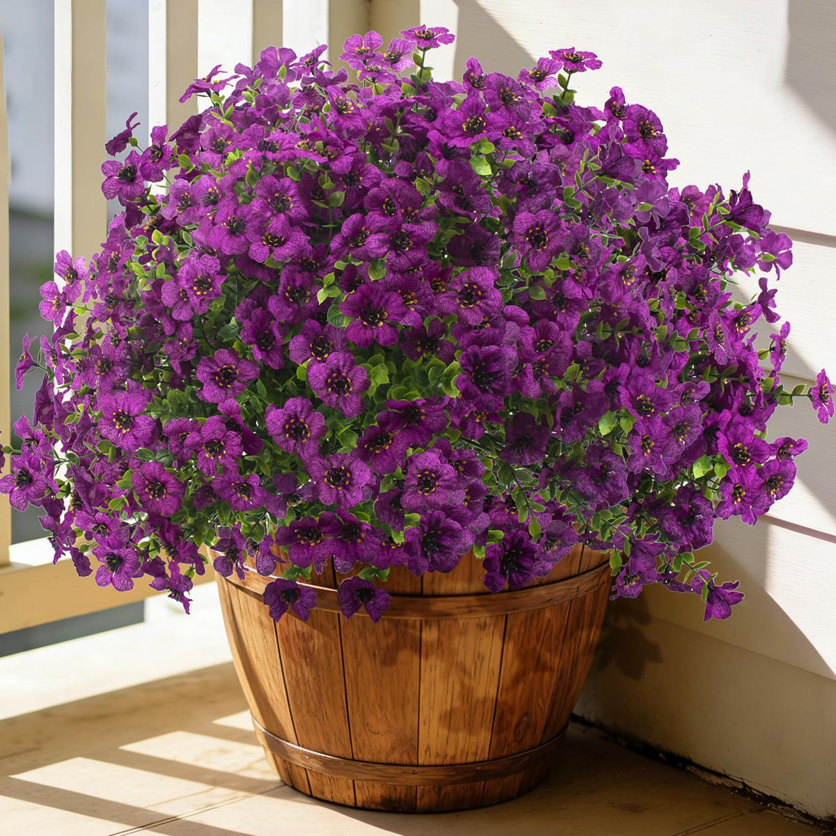 Grunyia outdoor purple bloom on stake for durable garden display.