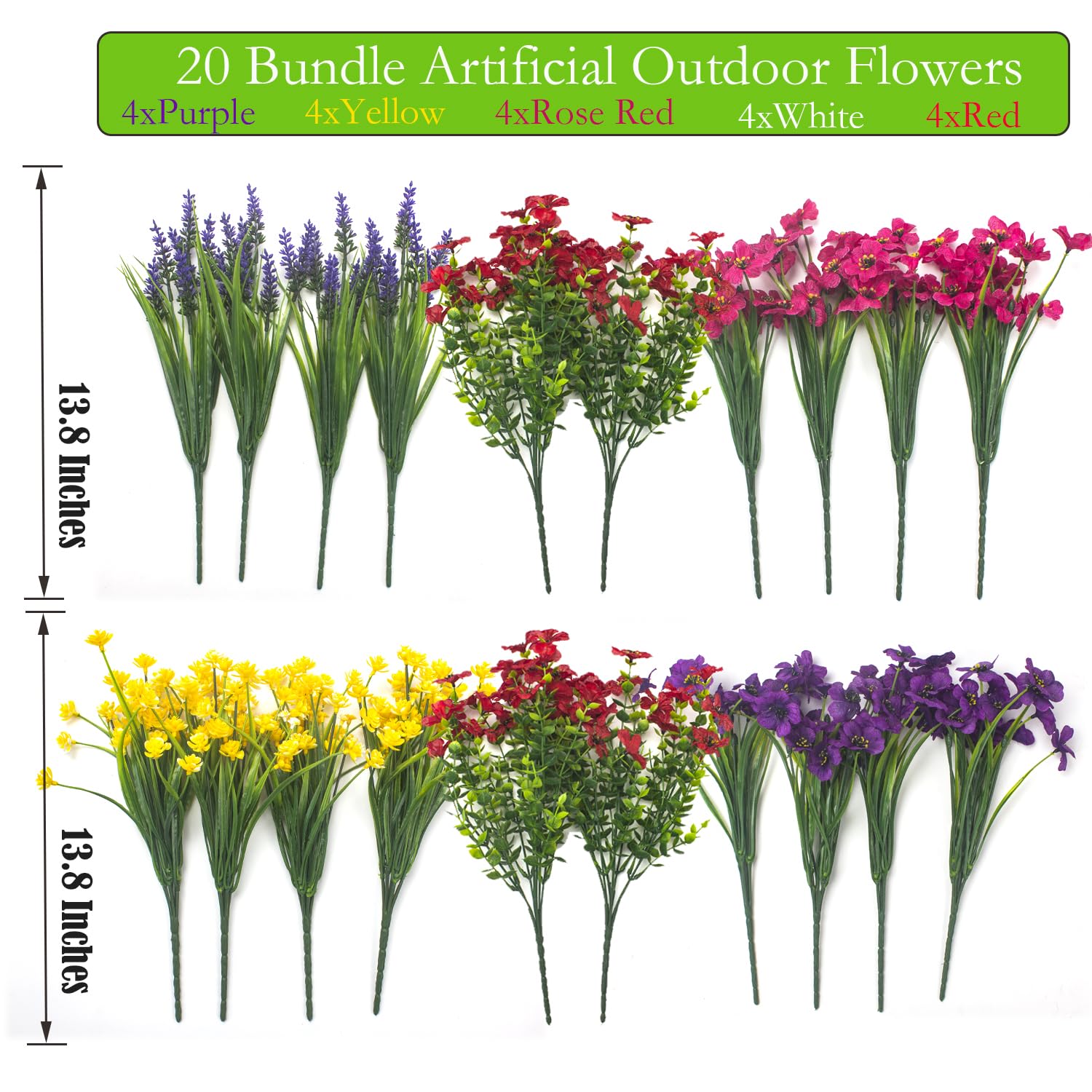 Grunyia realistic faux greenery 20 bundles for porches and patios