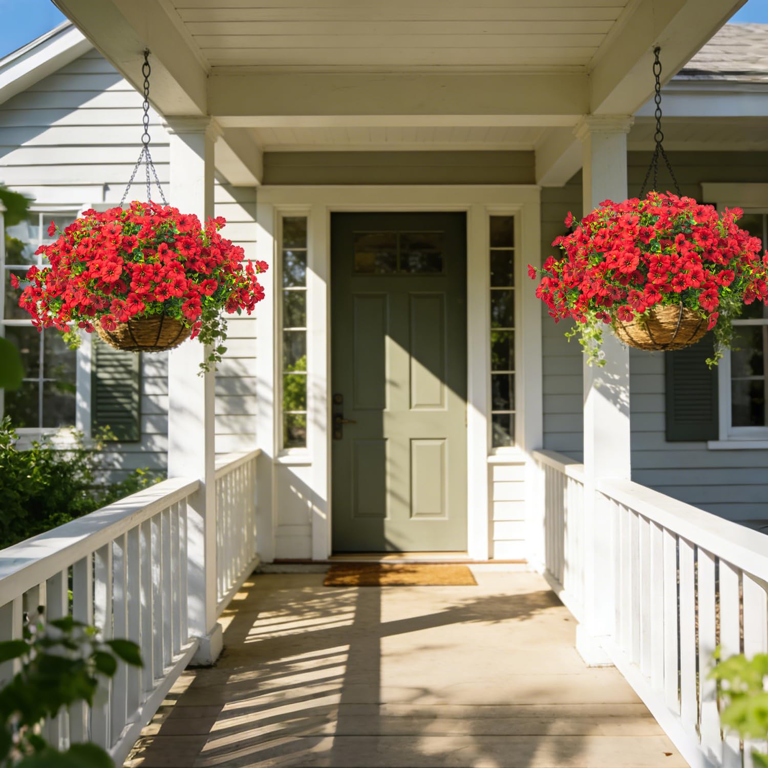 Grunyia porch decor artificial flowers create welcoming outdoor spaces year-round.