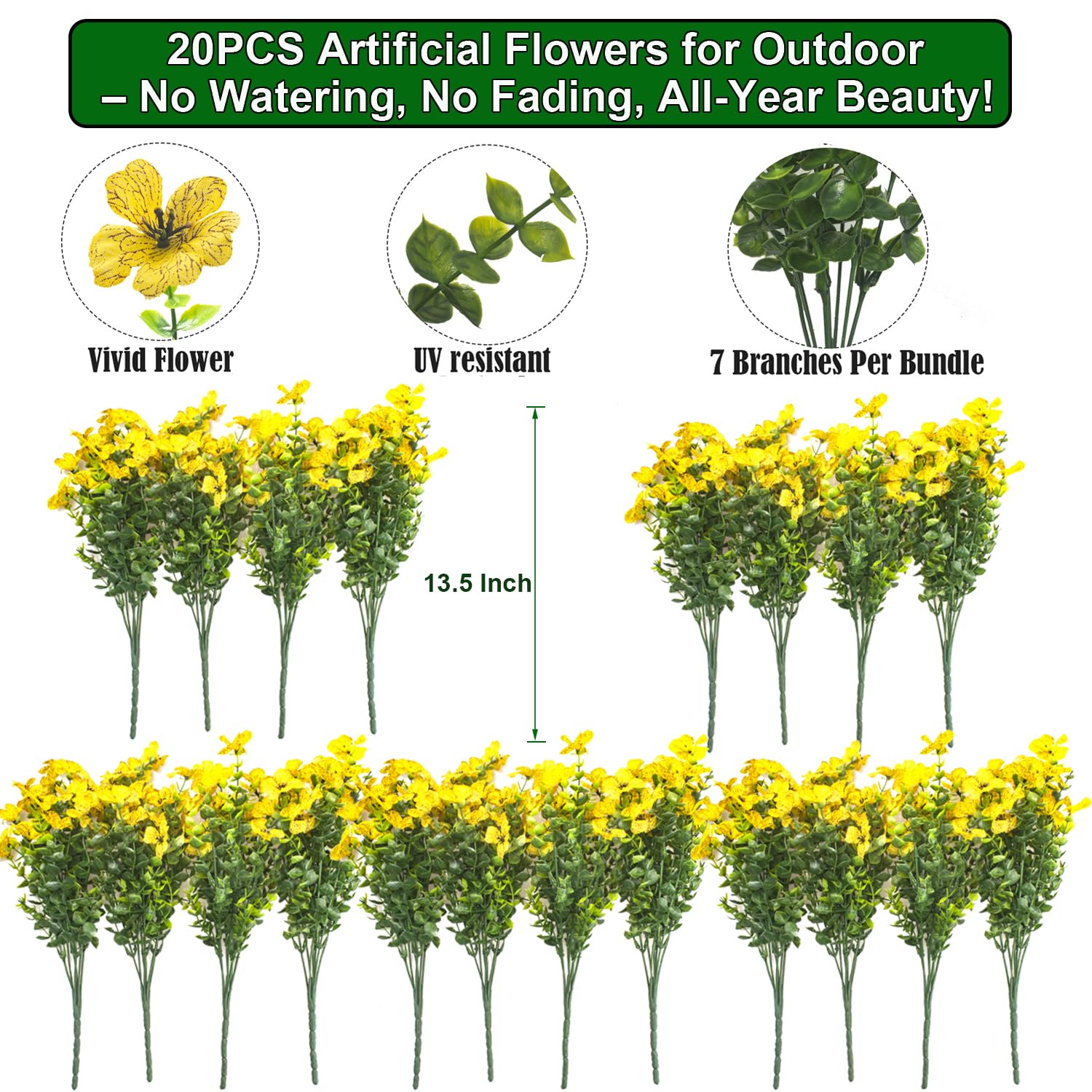 Grunyia UV-resistant artificial flowers help keep color vibrant under sun.