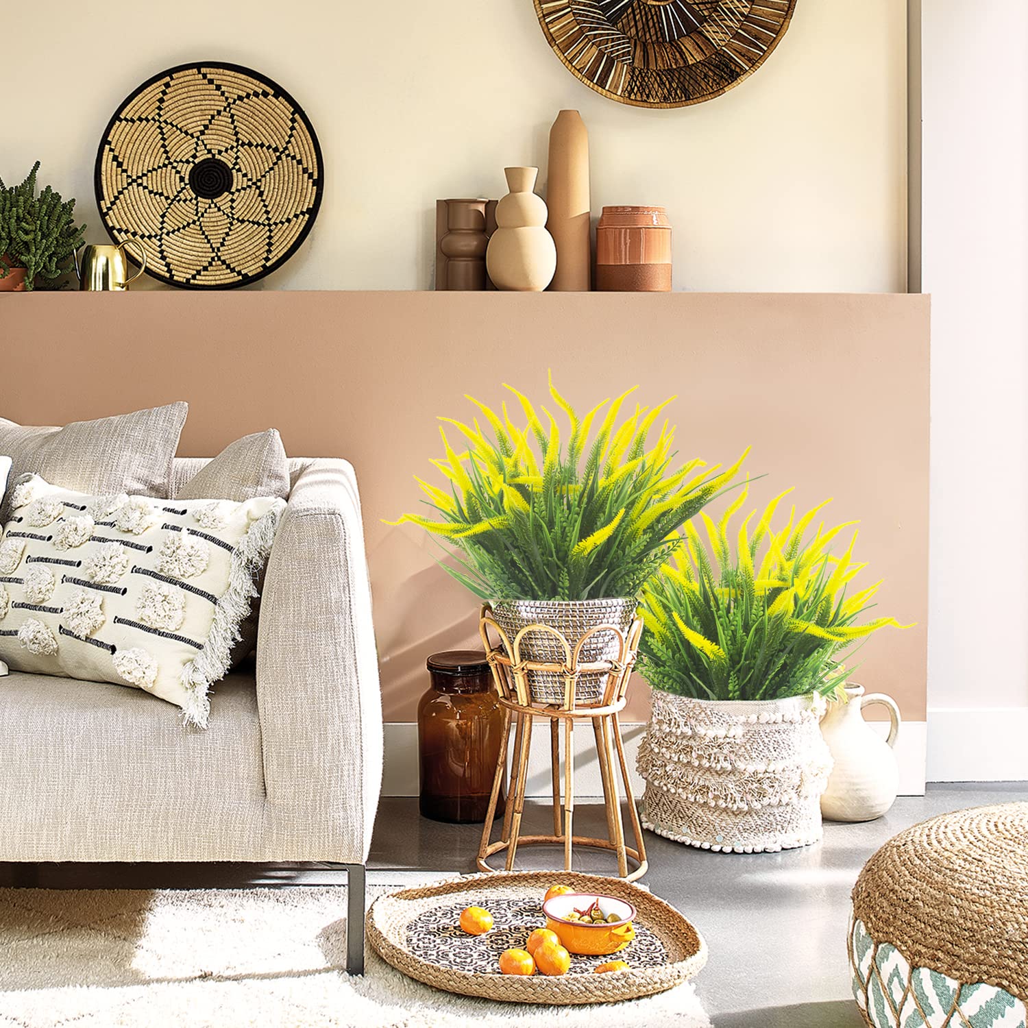 Grunyia UV-resistant artificial plants stay colorful in sun.