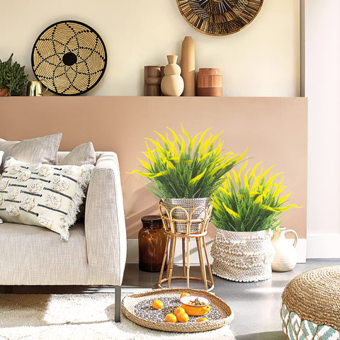 Grunyia UV-resistant artificial plants stay colorful in sun.