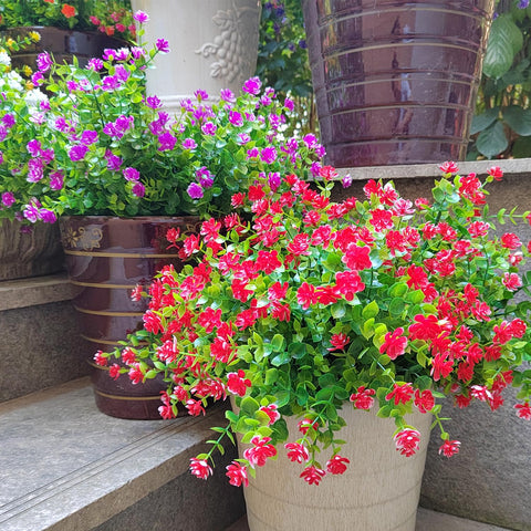 Grunyia UV‑resistant red artificial flowers ready for all weather