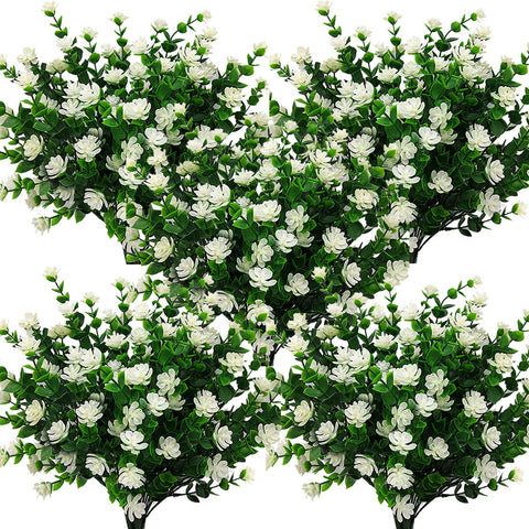 Grunyia white eucalyptus artificial flowers with lifelike petals for outdoor décor