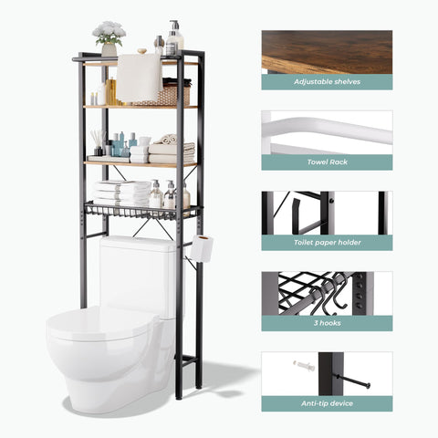 GRUSIGN adjustable shelves over toilet fit tall items.