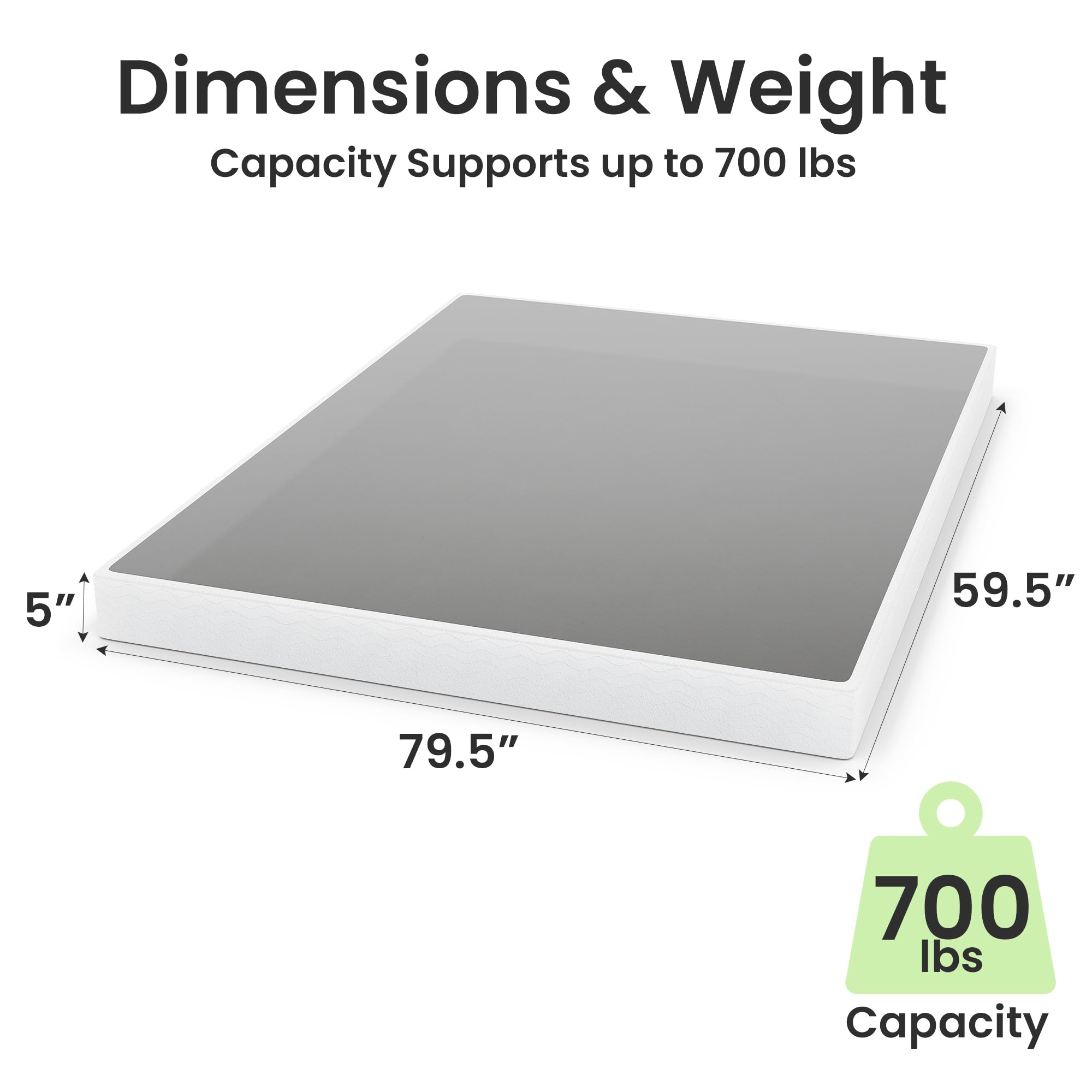 GRUSIGN metal frame side beams provide durable, squeak-free support