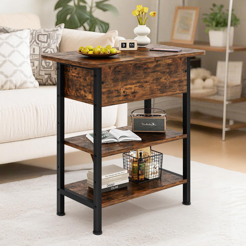 GRUSIGN end table features adjustable feet for stable setup on uneven floors.