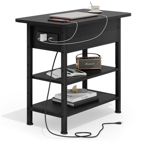 GRUSIGN end table with charging station keeps devices powered within reach