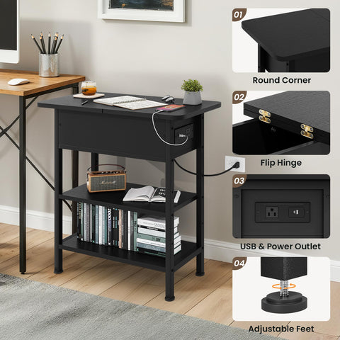 GRUSIGN compact end table fits narrow spaces without sacrificing function