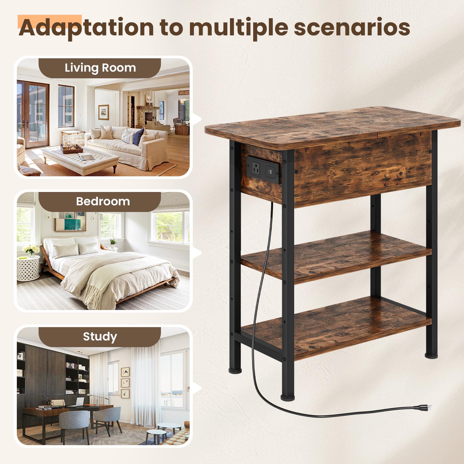 GRUSIGN end table is ideal for living rooms or bedrooms with compact footprints.