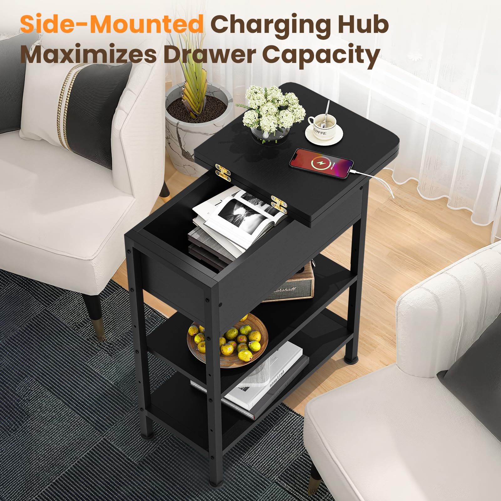 GRUSIGN sturdy MDF and steel frame end table for lasting support