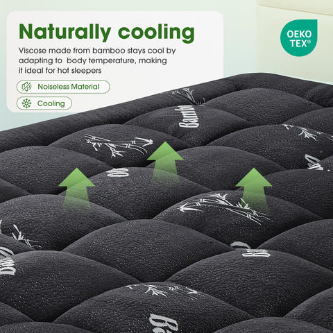 GRUSIGN full-size mattress pad black ready to fit most beds.