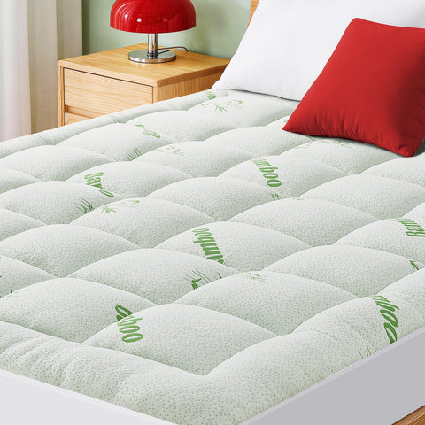 GRUSIGN queen mattress pad cooling topper with bamboo viscose for cooler sleep