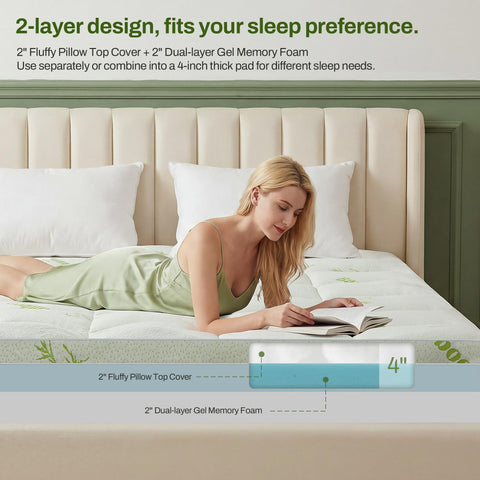 GRUSIGN Queen memory foam topper four-inch stack option for customizable height