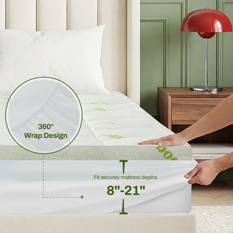GRUSIGN Queen memory foam topper care with machine-washable pillow top cover